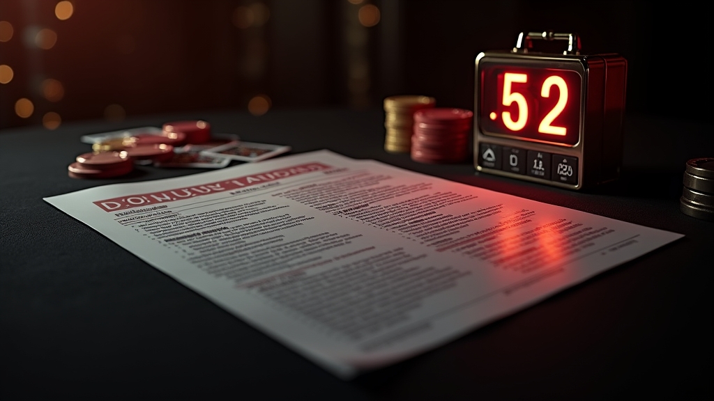 Πίνακας όρων bonus με wagering και λήξη σε σκοτεινό casino τραπέζι