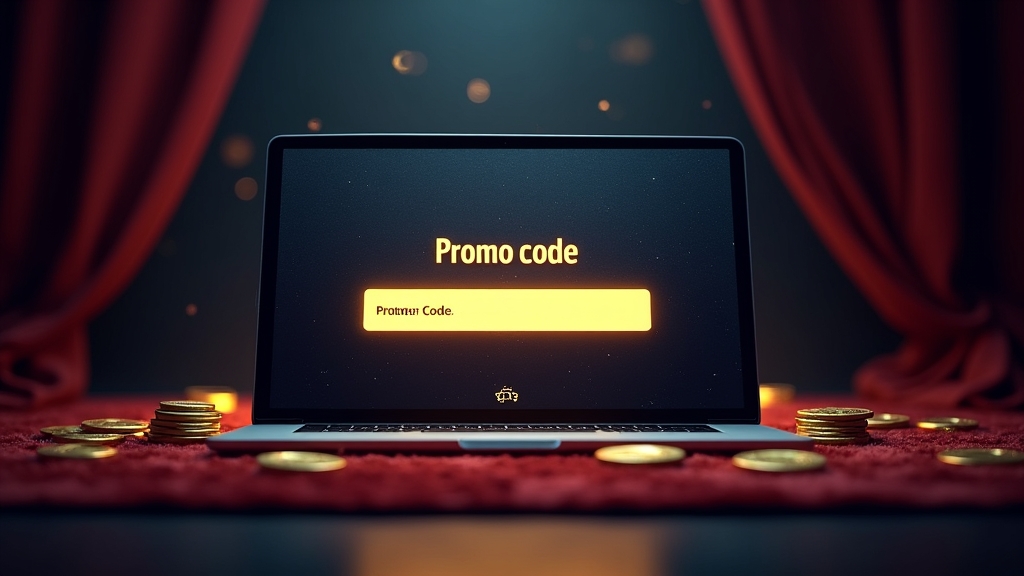Πεδίο promo code σε σκοτεινό casino περιβάλλον με χρυσές λεπτομέρειες